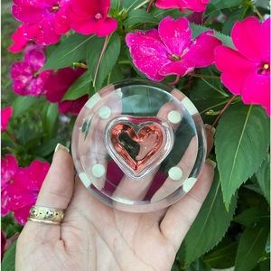 Hand Blown Czech Republic Crystal Glass MOSER Rosalin One Heart Paperweight